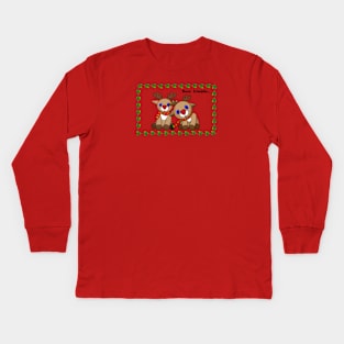 Deer Friends Holiday Greeting Kids Long Sleeve T-Shirt